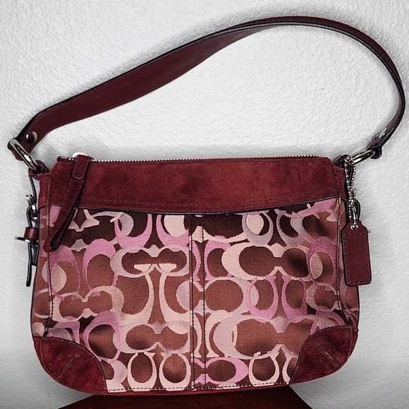 Coach Chelsea Optic Signature Logo Suede/Leather Trim Handbag - Picture 2 of 16